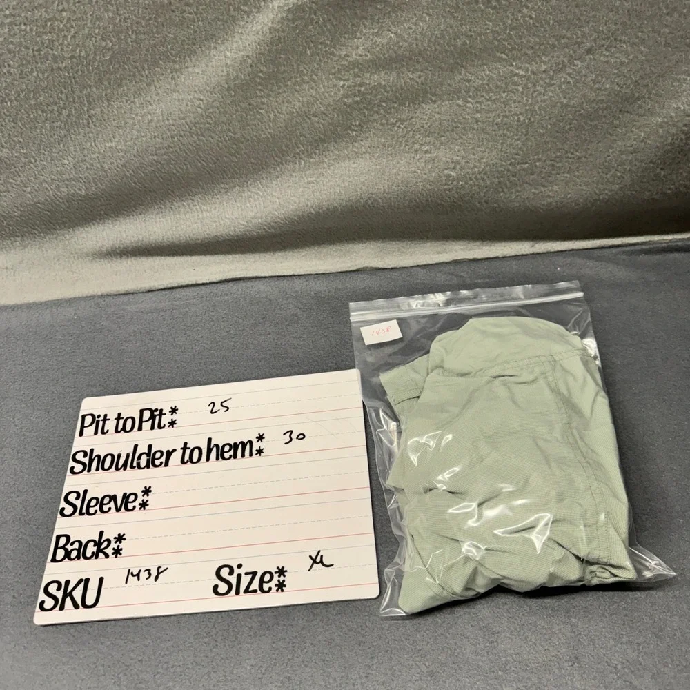 The North Face Button‎ Down Shirt Mens XL Short Sleeve Sage Green Hiking Gorpore